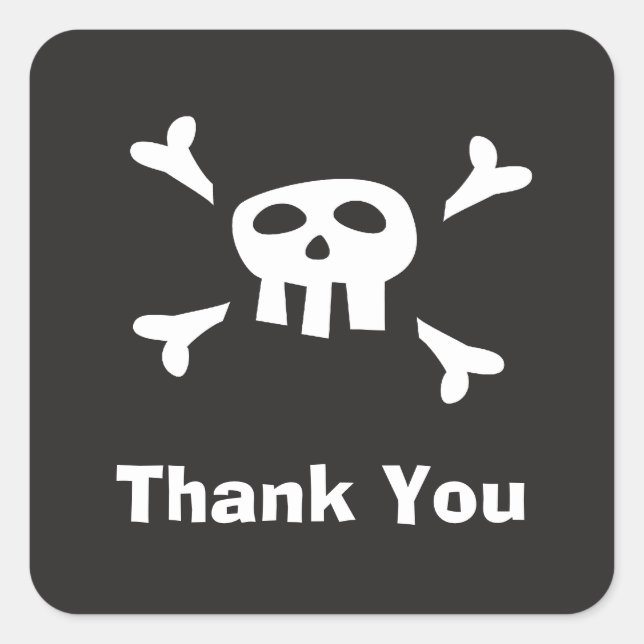 Pirate party favor thank you seals/labels square sticker (Front)