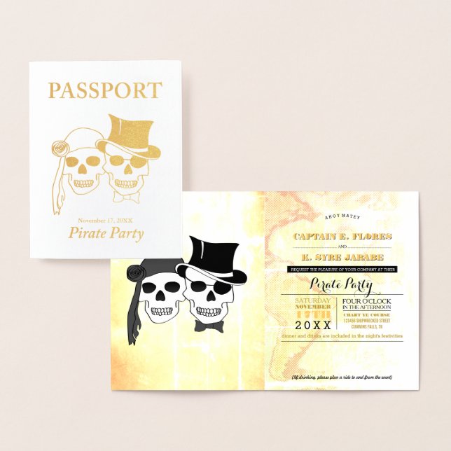 Pirate Party Gold Foil Passport Card (Display)