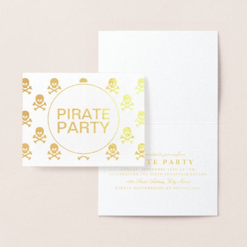 Pirate Party Gold Foil Skull Stripe Foil Card