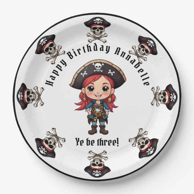 Pirate Party Personalize Paper Plate (Front)