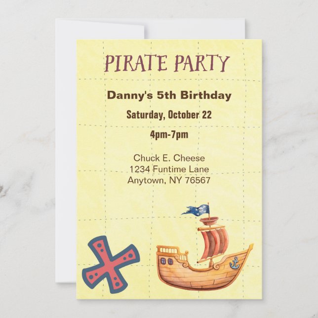 Pirate Party Personalized Invitation (Front)
