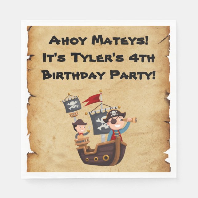 Pirate Party Personalized Napkins (Front)