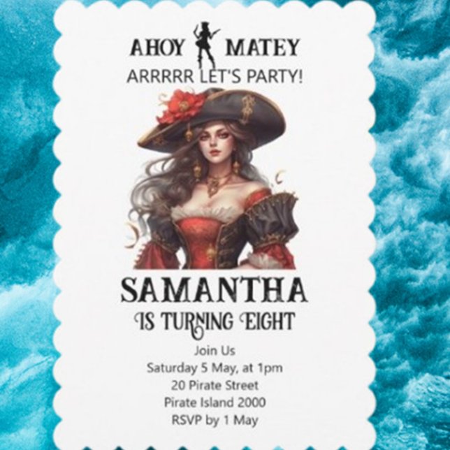 Pirate Party Red  Invitation (Join the Pirate Party Red birthday and make your voice heard. )