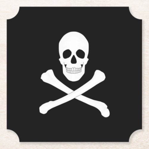Pirate Party Skull and Crossbones Jolly Roger Paper Coaster