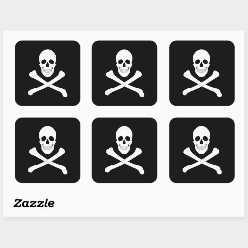 Pirate Party Skull and Crossbones Jolly Roger Square Sticker