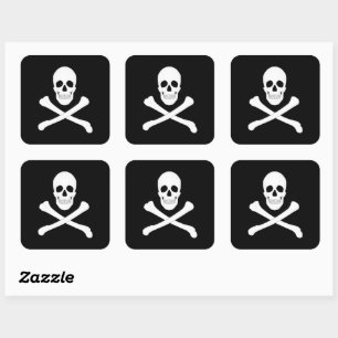 Pirate Party (Skull and Crossbones) (Jolly Roger) Square Sticker