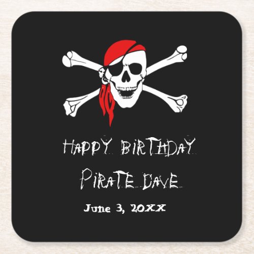 Pirate Party Skull and Crossbones Paper Coasters