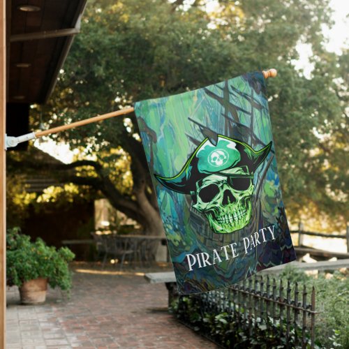 Pirate Party Skull Captain Jack House Flag