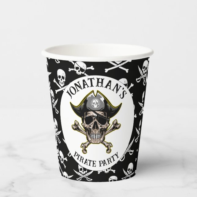 Pirate Party Skull.Cross Bones Paper Cups (Front)