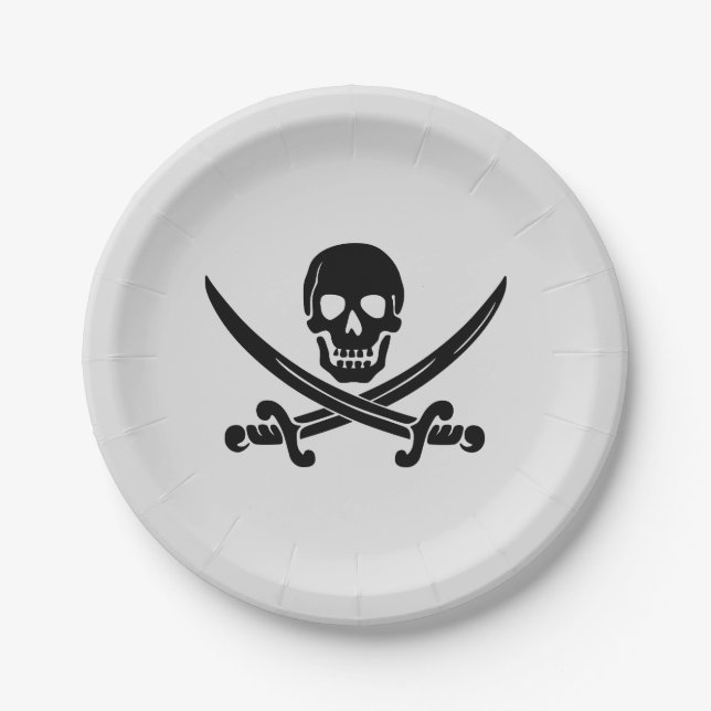 PIRATE PARTY SKULL CROSSBONES paper plates (Front)