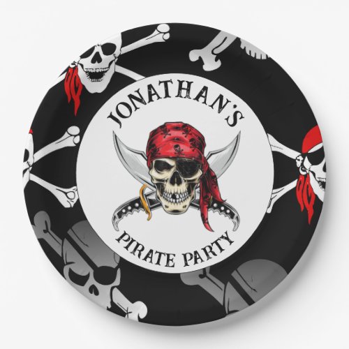 PIRATE PARTY SKULLS Paper Plate
