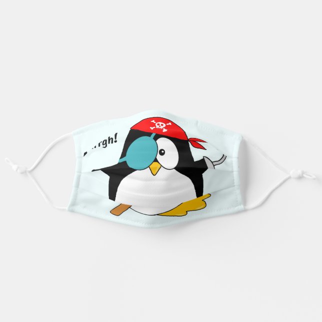 Pirate Penguin Argh! Adult Cloth Face Mask (Front, Unfolded)