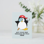 Pirate Penguin Cartoon Add Your Text Postcard (Standing Front)