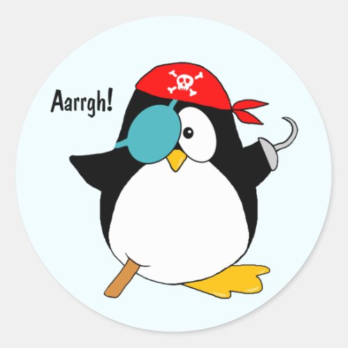 Pirate Penguin Classic Round Sticker