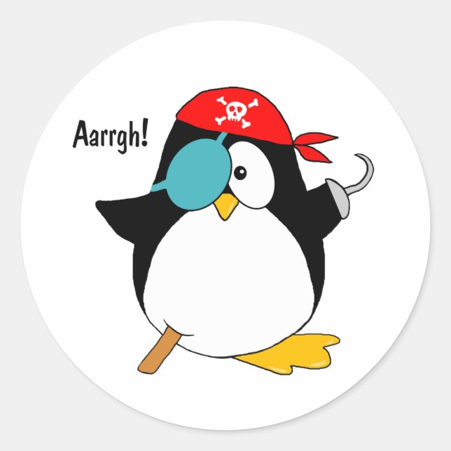 Pirate Penguin Classic Round Sticker (Front)