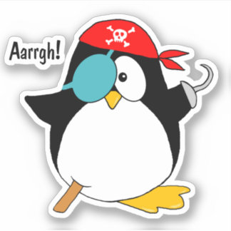 Pirate Penguin Contour Cut Sticker
