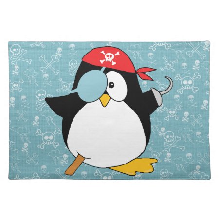 Pirate Penguin Graphic Cloth Placemat