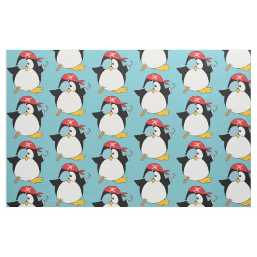 Pirate Penguin Graphic Pattern Fabric