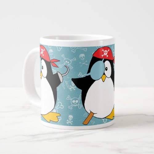 Pirate Penguin Graphic Pattern Giant Coffee Mug