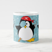 Pirate Penguin Graphic Pattern Giant Coffee Mug (Front)