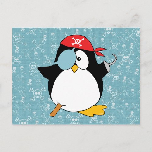 Pirate Penguin Graphic Postcard