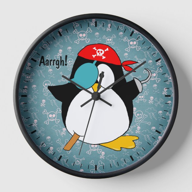 Pirate Penguin Wall Clock (Front)
