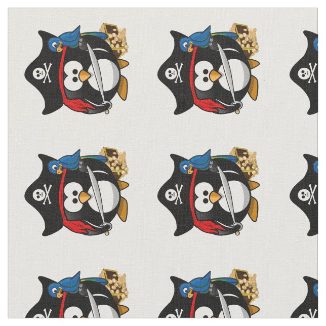 Pirate Penguin with Parrot Fabric (Close Up)