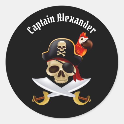 Pirate Personalize Classic Round Sticker