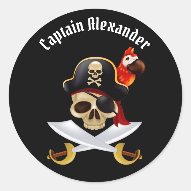 Pirate Personalize Classic Round Sticker (Front)