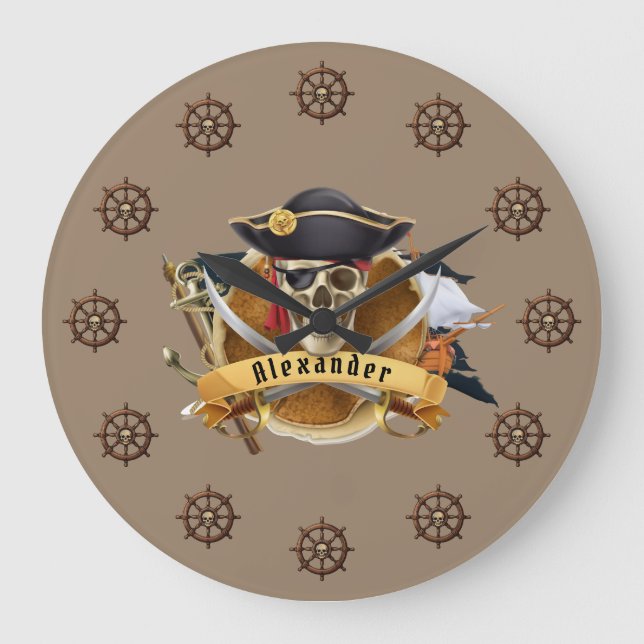 Pirate Personalize Large Clock (Front)
