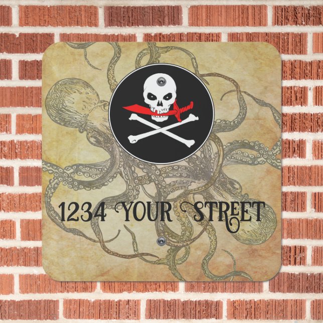 Pirate Personalized Address Metal Sign (In Situ(Brick))