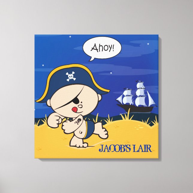 Pirate Personalized Boys Room Canvas Wall Art (Front)