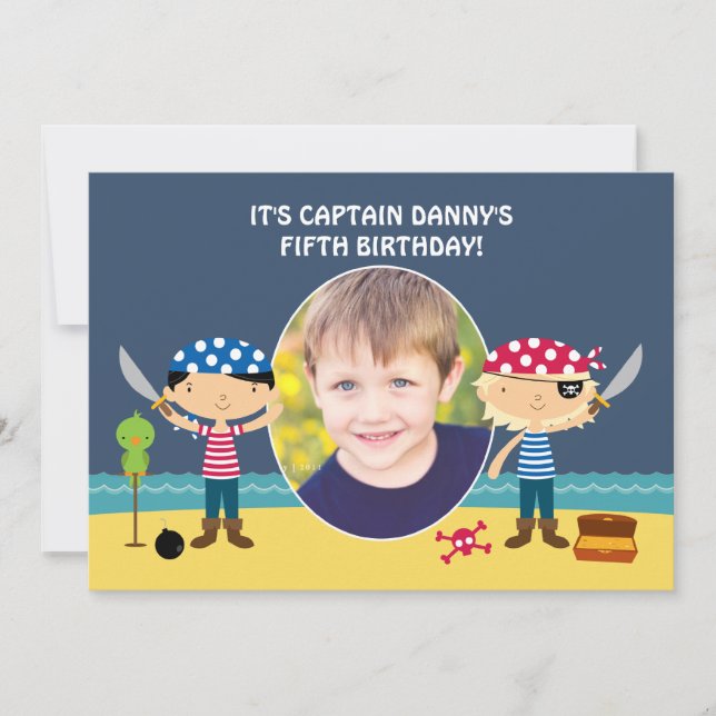 Pirate Photo Birthday Invitation (Front)