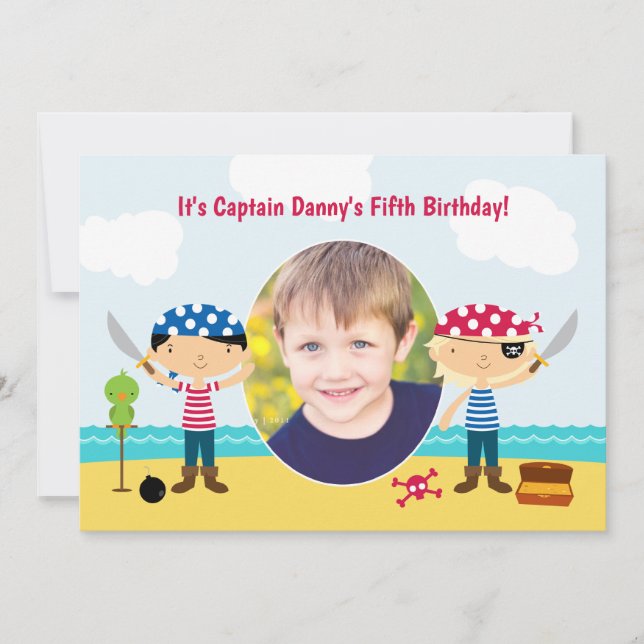 Pirate Photo Birthday Invitation (Front)