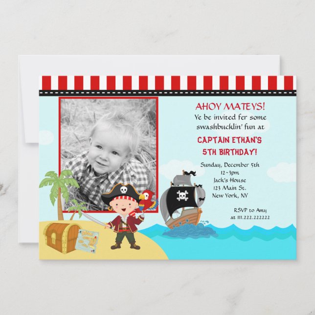 Pirate Photo Birthday Party Invitations (Front)