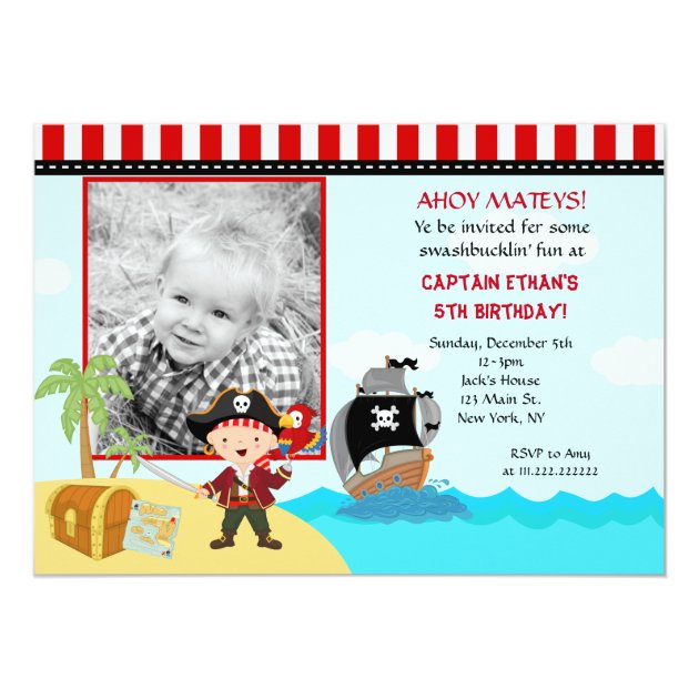 Pirate Photo Birthday Party Invitations