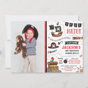 Pirate Photo birthday party invitations