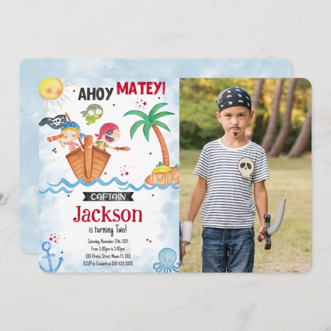 Pirate Photo Invitation (Front/Back)