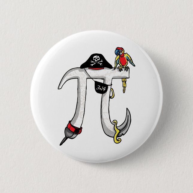 Pirate Pi Day Gear Pinback Button (Front)