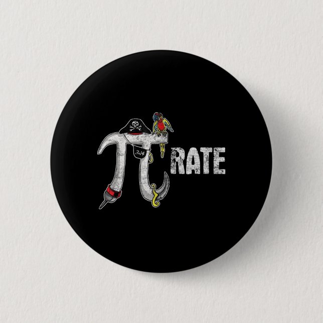 Pirate Pi Day  Pirate Lover Fun Pi Day Tee  Button (Front)