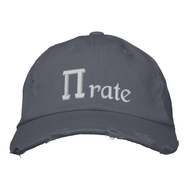 Pirate, PI - rate Embroidered Baseball Hat (Front)