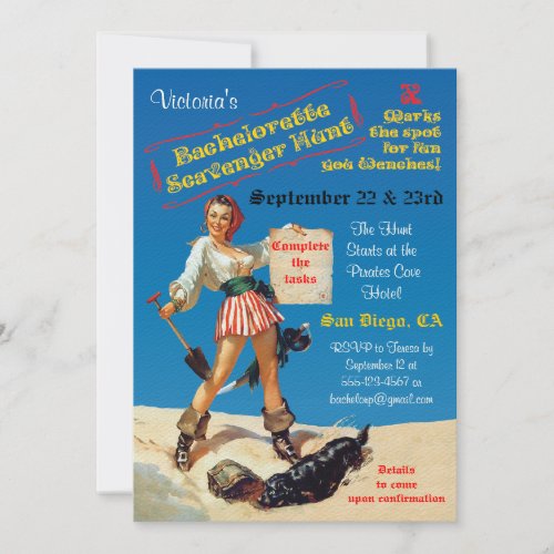 Pirate Pin Up Bachelorette Scavenger Hunt Invites