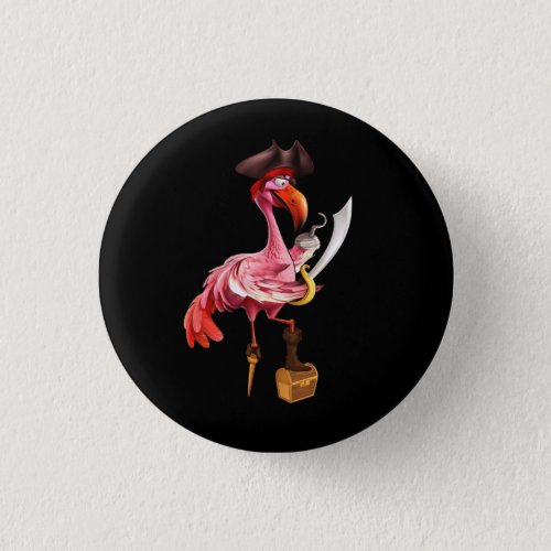 Pirate Pink Flamingo Party Girls Eye Patch Hallowe Button