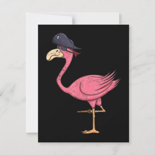 Pirate Pink Flamingo With Eyepatch Halloween Invitation