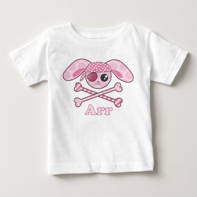 Pirate Pink Kawaii Bunny Baby T-Shirt (Front)