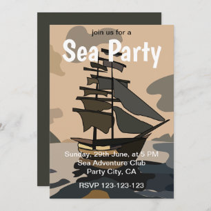 Pirate Pirates Ship Adventure Pirate Sea Party Invitation