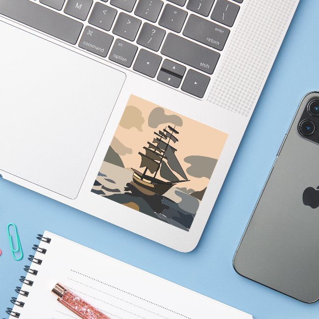 Pirate Pirates Ship Adventure Pirate Sticker (Laptop w/ iPhone)