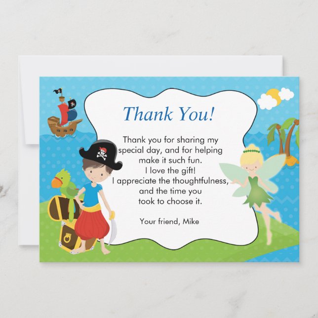 Pirate Pixie Fairy Thank You Card (Front)