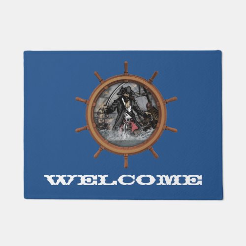 Pirate plundering the seas doormat