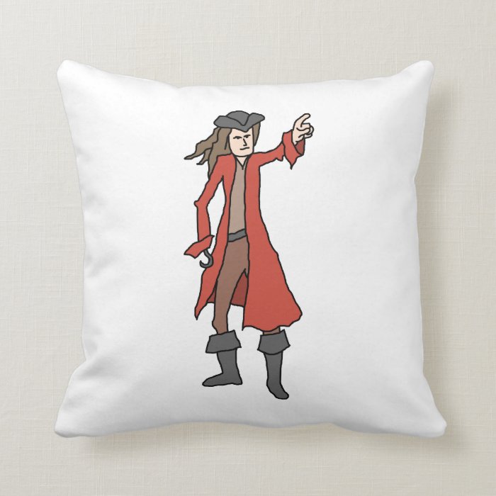 Pirate, pointing into the distance. throw pillow